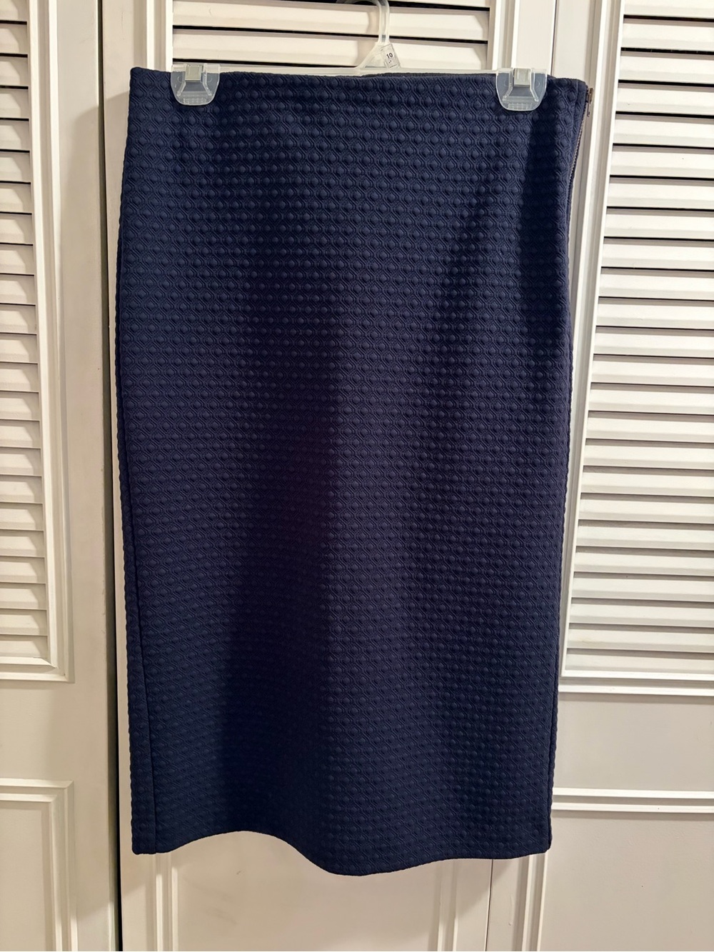 Classic Navy Textured Pencil Skirt - Women